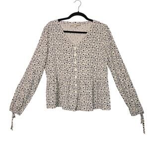 LOFT Blouse Womens Small Floral Button Long Sleeve Rayon Top Cottage Coquette